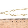 304 Stainless Steel Pave Clear Cubic Zirconia Flat Round Wavy Bar Link Chain Lariat Y Necklaces for Women NJEW-G200-01G-3