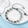 Natural Tree Agate & 304 Stainless Steel Beads Braided Bead Bracelets BJEW-JB13670-1