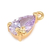 Brass Micro Pave Cubic Zirconia Charms KK-D265-01B-G-2