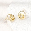 Brass Micro Pave Cubic Zirconia Stud Earrings for Women CU-CBAFF5B-11G-2