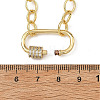 Brass Cable Chain Necklaces with Brass Micro Pave Clear Cubic Zirconia Oval Screw Carabiner Lock Charms NJEW-JN06422-3