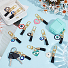 11Pcs Evil Eye Theme Alloy Enamel & Faux Suede Tassel Pendant Decorations HJEW-NB00337-4