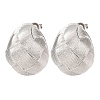 Woven Oval Brass Stud Earrings EJEW-D351-06P-2