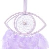 Handmade Eye Woven Net/Web with Feather Wall Hanging Decoration HJEW-K035-04B-3