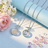 2Pcs Flat Round Glass with Alloy Photo Frame Locket Pendant Necklace Kits with Feather and Paw Print and 4Pcs Glass Cabochons NJEW-DR00043-4