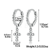 Anti-Tarnish Rhodium Plated 925 Sterling Silver Cross Dangle Hoop Earrings HE1465-2-2