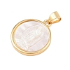 Natural White Shell Flat Round Pendants KK-F919-42C-G02-2