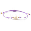 Dyed Synthetic White Turquoise & Brass Beaded Braided Bead Bracelets QB7029-3-1