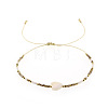 Vintage Glass Seed Bead & Natural Shell & Brass Beads Braided Bead Bracelets QU4025-4-1
