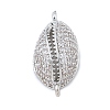 Rack Plating Brass Micro Pave Clear Cubic Zirconia Shell Shaped Connector Charms KK-A234-078P-1