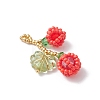 Glass Seed Beaded Berries & Leaf Pendants PALLOY-MZ01114-01-3