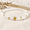 Glass & Brass Beads Stretch Bracelets for Women NO6494-2-1