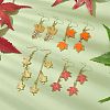 8 Pairs 8 Styles Maple Leaf Alloy Enamel Dangle Earrings EJEW-JE06137-2