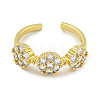Rack Plating Brass Micro Pave Cubic Zirconia Flower Open Cuff Rings for Women RJEW-F162-04G-3