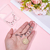 2Pcs 2 Colors Brass Burgundy Rhinestone European Safety Chains with Charms KK-BM0001-03-3