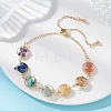 Chakra Brass Ring Link & Natural & Synthetic Mixed Gemstone Chips Beads Link Bracelets BJEW-TA00717-01-1