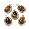 Natural Tiger Eye Faceted Teardrop Pendants G-I375-01G-21-1