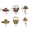 3Pcs 3 Style Colorful Rhinestone Umbrella & Hat & Flower Basket Brooch Pin JEWB-FH0001-13-2