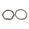 Chip & Round Natural Tiger Eye Beaded Stretch Bracelets for Women BJEW-JB10189-05-3
