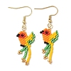 304 Stainless Steel MIYUKI Glass Seed Beads Bird Dangle Earrings EJEW-MZ00555-05-3