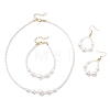Round Natural Cultured Freshwater Pearl & Glass Beaded Bracelets & Necklaces & Dangle Earrings Sets SJEW-JS01366-2