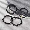 4Pcs 4 Style Column & Round & Flat Round Alloy & Natural Lava Rock & Synthetic Hematite Beaded Stretch Bracelets Set for Women BJEW-JB09366-2