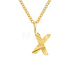 Personalized Stainless Steel Textured Alphabet Initial Pendant Necklaces for Women Men RF0956-24-1