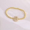 Brass Micro Pave Clear Cubic Zirconia Beaded Stretch Bracelets for Women FS-WGB95F4-23-1