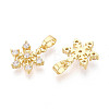 Brass Micro Pave Clear Cubic Zirconia Charms KK-N259-16G-2