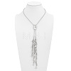 Adjustable Alloy & Iron & CCB Plastic Teardrop Tassel Lariat Necklaces for Women WG708EF-02-2