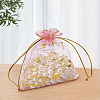 20Pcs 5 Colors Heart Printed Organza Bags OP-LP0001-10-3