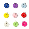 Resin Flat Round 2-Hole Buttons Pendants PALLOY-JF03384-1