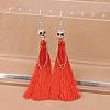 Zinc Alloy Polyester Skull Tassel Dangle Earrings FS-WG69CBD-09-1