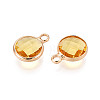 Golden Tone Brass Glass Charms GLAA-ZX008-24F-G-2