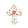 Brass Enamel with ABS Plastic Imitation Pearl Pendants KK-Z153-16G-2
