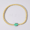 Cross Synthetic Turquoise & Round Brass Beaded Stretch Bracelets VG5379-6-1