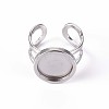 201 Stainless Steel Cuff Pad Ring Settings STAS-S080-040B-P-2