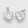 Brass Cubic Zirconia Charms KK-R015-109P-2