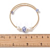 Handmade Porcelain & Natural Cultured Freshwater Pearl & Non-magnetic Synthetic Hematite Beaded Cuff Bangles for Women BJEW-JB14019-4