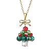 Christmas Tree Glass Beaded Pendant Necklaces X1-NJEW-TA00174-2