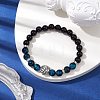 8mm Round Dyed Natural Tiger Eye & Black Onyx Beaded Stretch Bracelets BJEW-TA00516-01-2