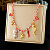 Ocean Theme 304 Stainless Steel Enamel & Porcelain Multiple Pendant Necklaces for Women WG3CDBD-03-1