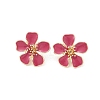 Flower Alloy Enamel Stud Earrings EJEW-P310-01G-02-2