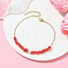 Natural Dyed Freshwater Shell Nuggets Beaded 304 Stainless Steel Cable Chain Anklets for Women AJEW-AN00827-3