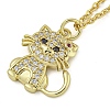 Brass Micro Pave Clear Cubic Zirconia Cat Pendant Necklaces for Women NJEW-Z042-01G-01-1