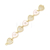 Brass Micro Pave Clear Cubic Zirconia 7 Heart Links Connector Charms KK-H539-14G-2