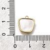 Brass Pave Natural White Shell Trapezoid Charms KK-K378-60G-3