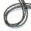 Faceted Round Natural Black Stone Beads Strands G-S137-03-2