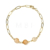 Natural Yellow Aventurine Faceted Flat Round Beaded Brass Paperclip Chain Bracelets GG-CBA37F5-02G-07-4