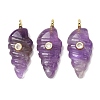 Natural Amethyst Carved Pendants G-H357-04G-09-1